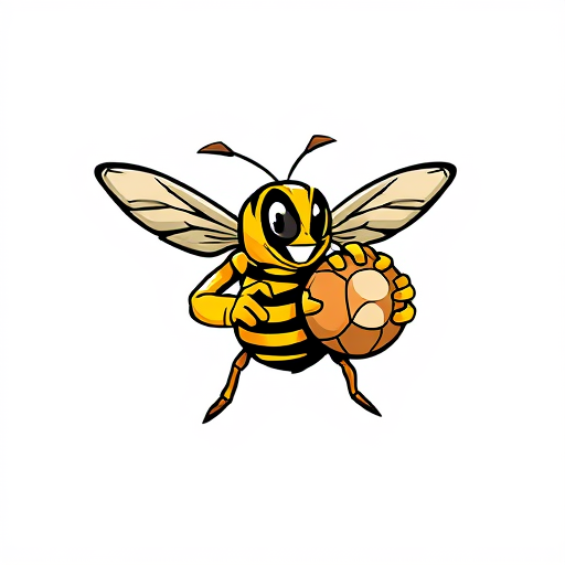 AI Design for angry yellow jacket holding a ball