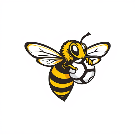 AI Design for bee yellowjacket holding a ball vector style