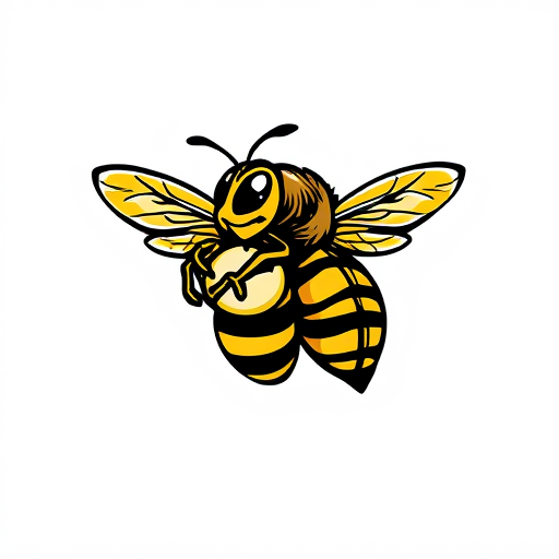 AI Design for bee yellowjacket holding a ball vector style