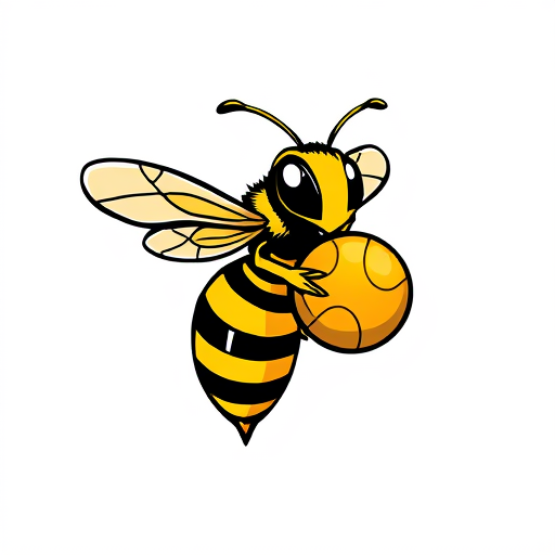 AI Design for bee yellowjacket holding a ball