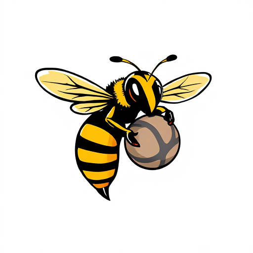 AI Design for bee yellowjacket holding a ball
