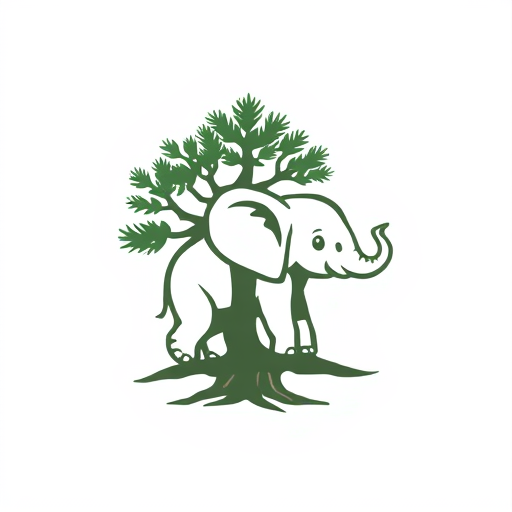 AI Design for Elephant and elephant baby pine tree