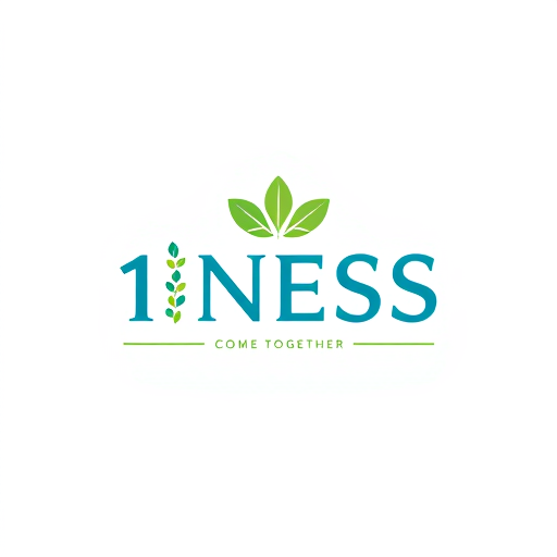 AI Design for need a green and blue colour logo for vegan product with some protection element and the name of the company is 1 NESS and with a tagline COME TOGETHER.