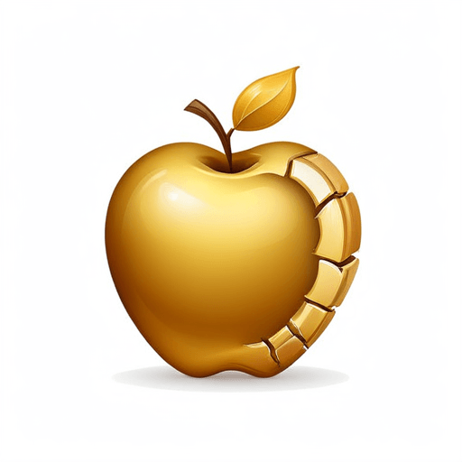 AI Design for A full Golden Apple (not bitten) with white background