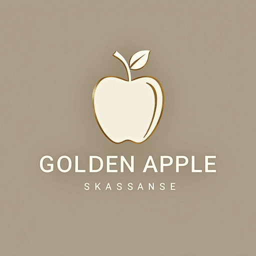 AI Design for "Create a luxurious and minimalistic logo for a yoga boutique studio named 'Golden Apple.' The design should feature a sleek, stylized apple that symbolizes luxury and vitality, incorporating elegant lines and simplicity. Use a refined color palette of white and gold to convey sophistication and tranquility. The logo should evoke a sense of awe and balance, suitable for high-end branding, signage, and marketing materials. Aim for a design that feels both modern and timeless, appealing to a clientele seeking a premium yoga/pilates experience."