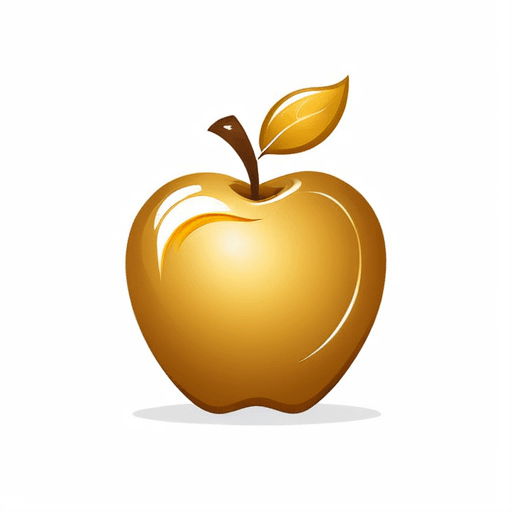 AI Design for A full Golden Apple (not bitten) with white background