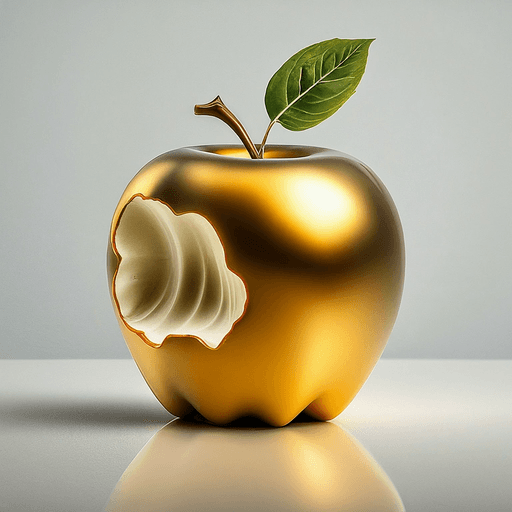 AI Design for A full Golden Apple (not bitten) with white background