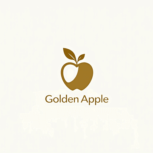 AI Design for "Create a luxurious and minimalistic logo for a yoga boutique studio named 'Golden Apple.' The design should feature a sleek, stylized apple that symbolizes luxury and vitality, incorporating elegant lines and simplicity. Use a refined color palette of white and gold to convey sophistication and tranquility. The logo should evoke a sense of awe and balance, suitable for high-end branding, signage, and marketing materials. Aim for a design that feels both modern and timeless, appealing to a clientele seeking a premium yoga/pilates experience."