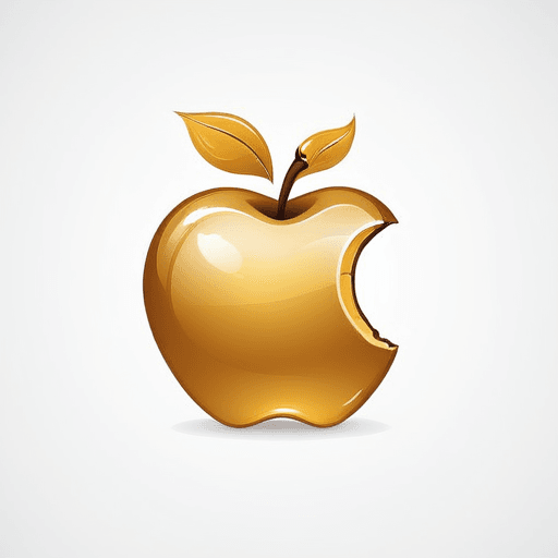 AI Design for A full Golden Apple (not bitten) with white background