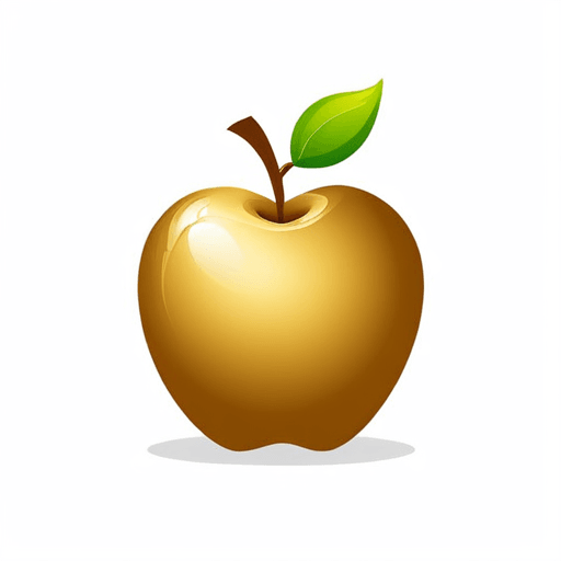 AI Design for A full Golden Apple (not bitten) with white background