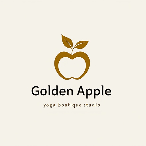 AI Design for "Create a luxurious and minimalistic logo for a yoga boutique studio named 'Golden Apple.' The design should feature a sleek, stylized apple that symbolizes health and vitality, incorporating elegant lines and simplicity. Use a refined color palette of white and gold to convey sophistication and tranquility. The logo should evoke a sense of calm and balance, suitable for high-end branding, signage, and marketing materials. Aim for a design that feels both modern and timeless, appealing to a clientele seeking a premium yoga experience."