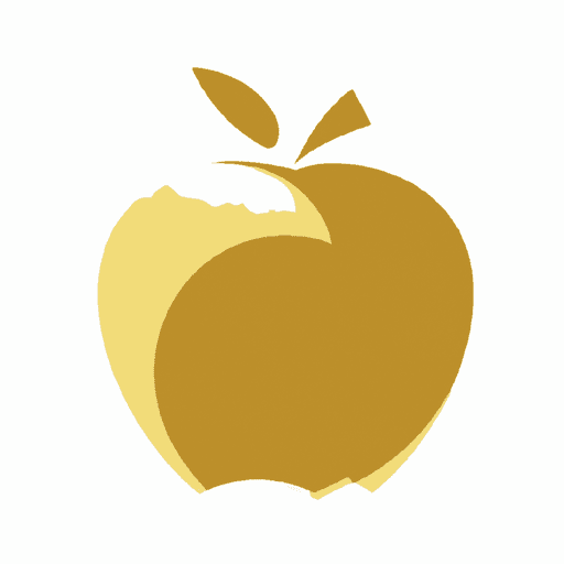 AI Design for A full Golden Apple (not bitten) with white background