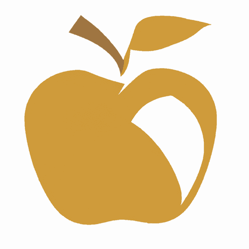 AI Design for A full Golden Apple (not bitten) with white background