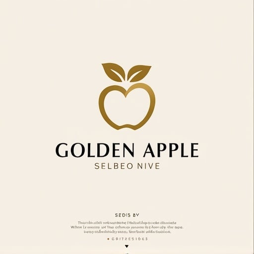 AI Design for "Create a luxurious and minimalistic logo for a yoga boutique studio named 'Golden Apple.' The design should feature a sleek, stylized apple that symbolizes health and vitality, incorporating elegant lines and simplicity. Use a refined color palette of white and gold to convey sophistication and tranquility. The logo should evoke a sense of calm and balance, suitable for high-end branding, signage, and marketing materials. Aim for a design that feels both modern and timeless, appealing to a clientele seeking a premium yoga experience."