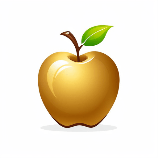AI Design for A full Golden Apple (not bitten) with white background