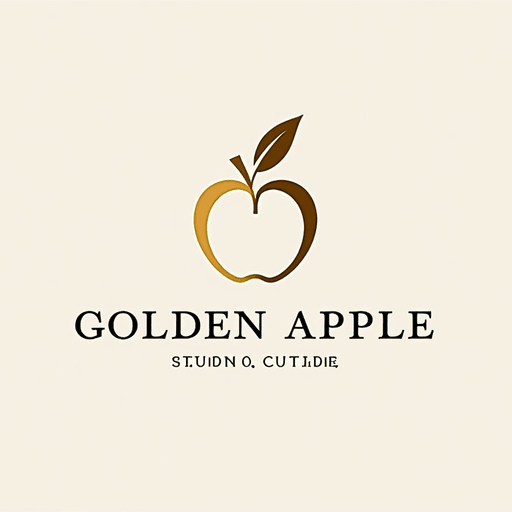 AI Design for "Create a luxurious and minimalistic logo for a yoga boutique studio named 'Golden Apple.' The design should feature a sleek, stylized apple that symbolizes luxury and vitality, incorporating elegant lines and simplicity. Use a refined color palette of white and gold to convey sophistication and tranquility. The logo should evoke a sense of awe and balance, suitable for high-end branding, signage, and marketing materials. Aim for a design that feels both modern and timeless, appealing to a clientele seeking a premium yoga/pilates experience."