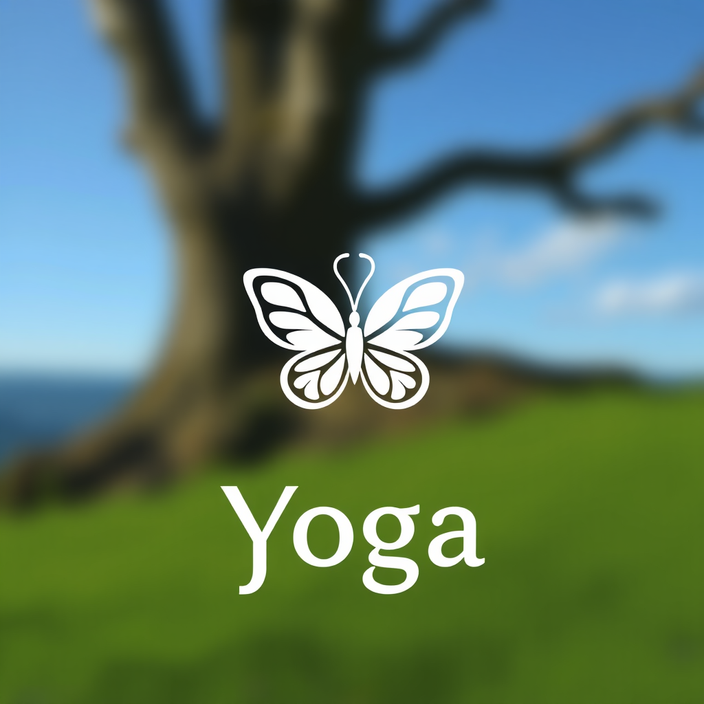 AI Design for Yoga logo with a simple one-stroke drawn butterfly