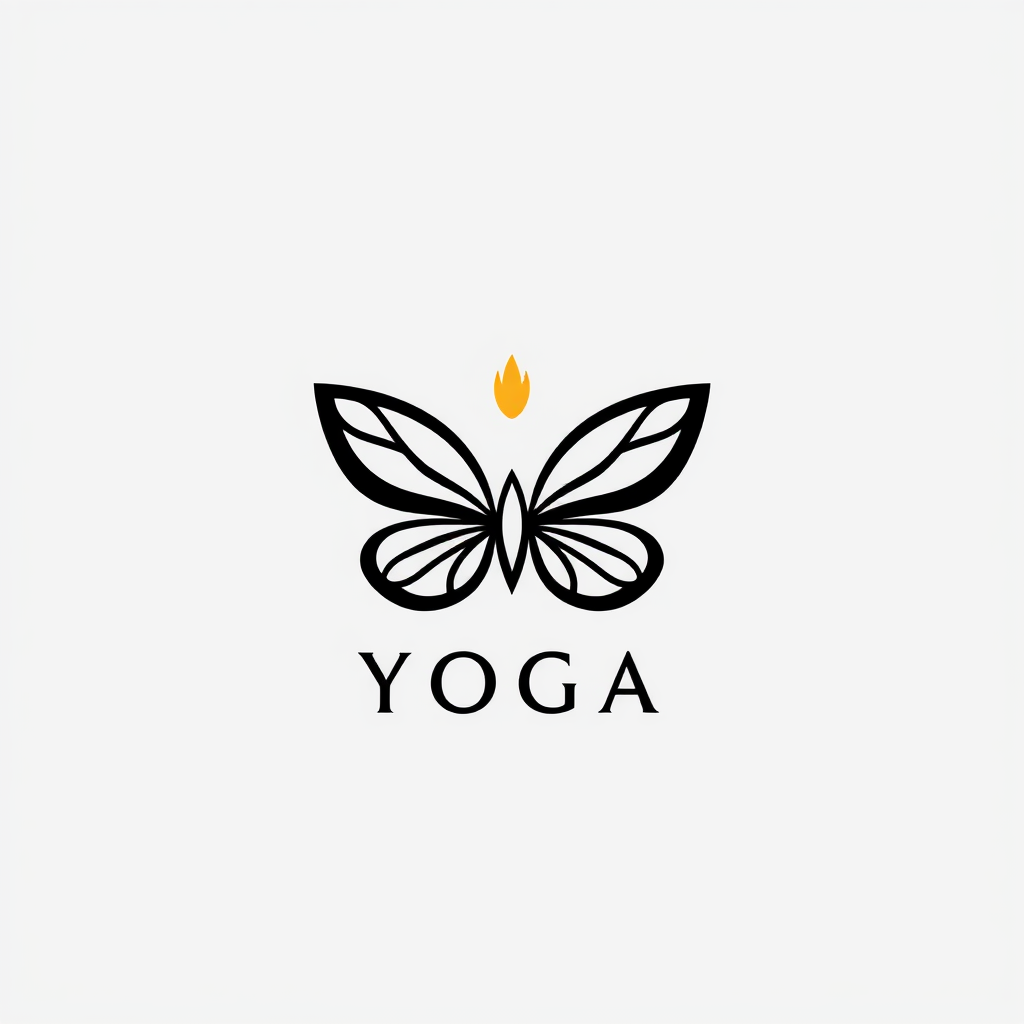 AI Design for Yoga logo with a simple one stroke butterfly