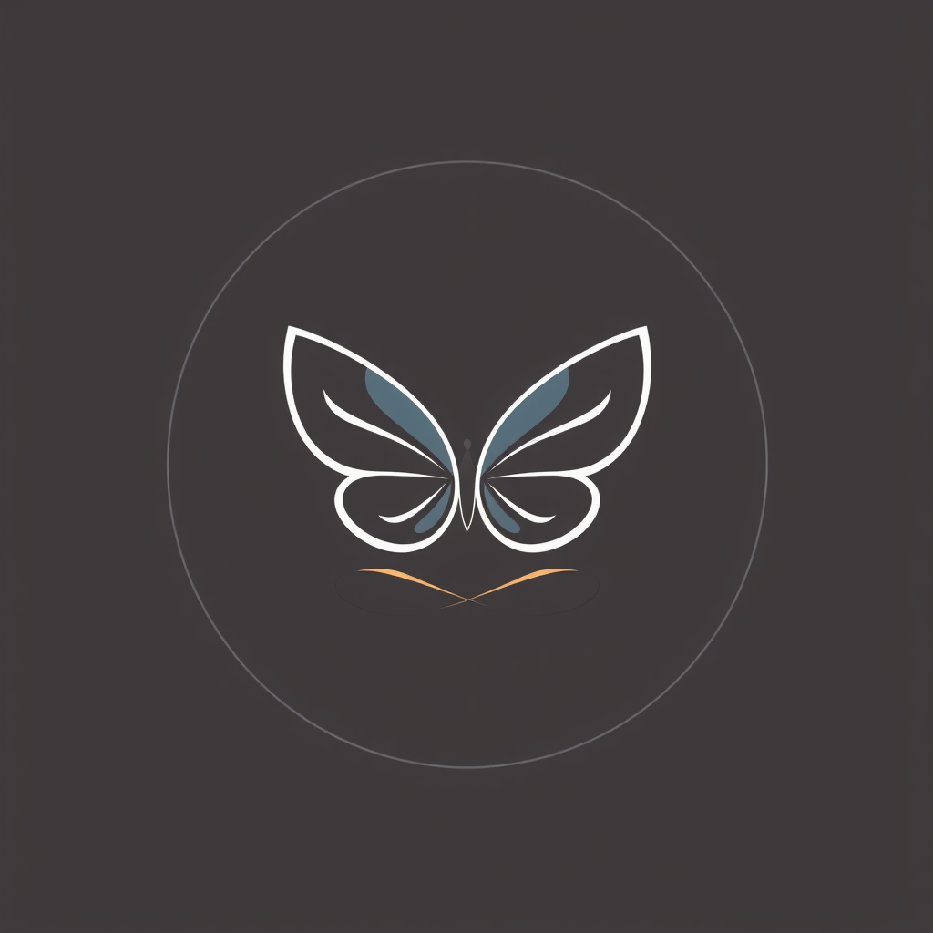 AI Design for Yoga logo with a simple one stroke butterfly