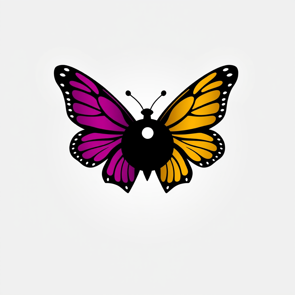 AI Design for Butterfly combinated with yin yang symbol