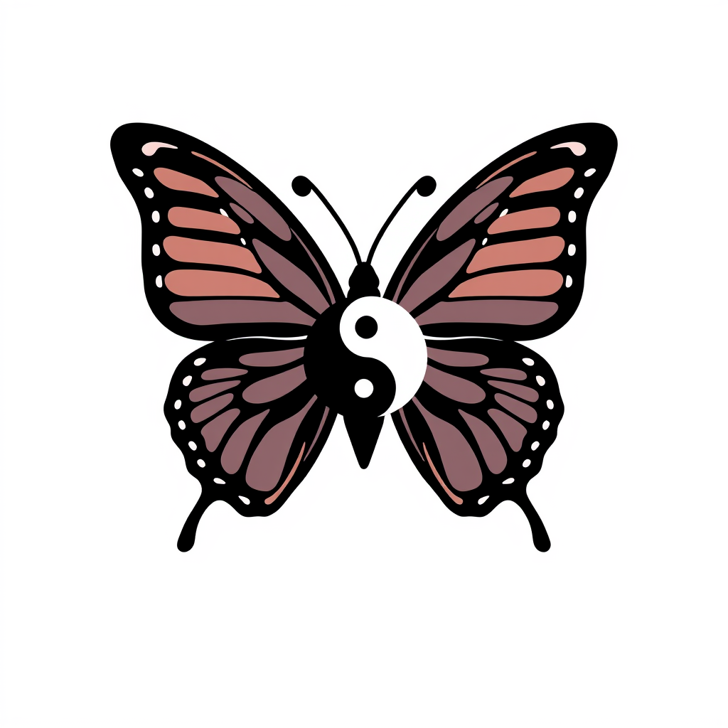 AI Design for Butterfly combinated with yin yang symbol