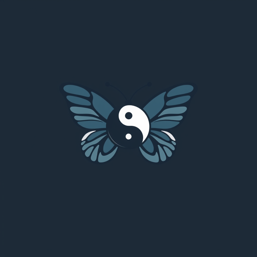 AI Design for Butterfly combinated with yin yang symbol