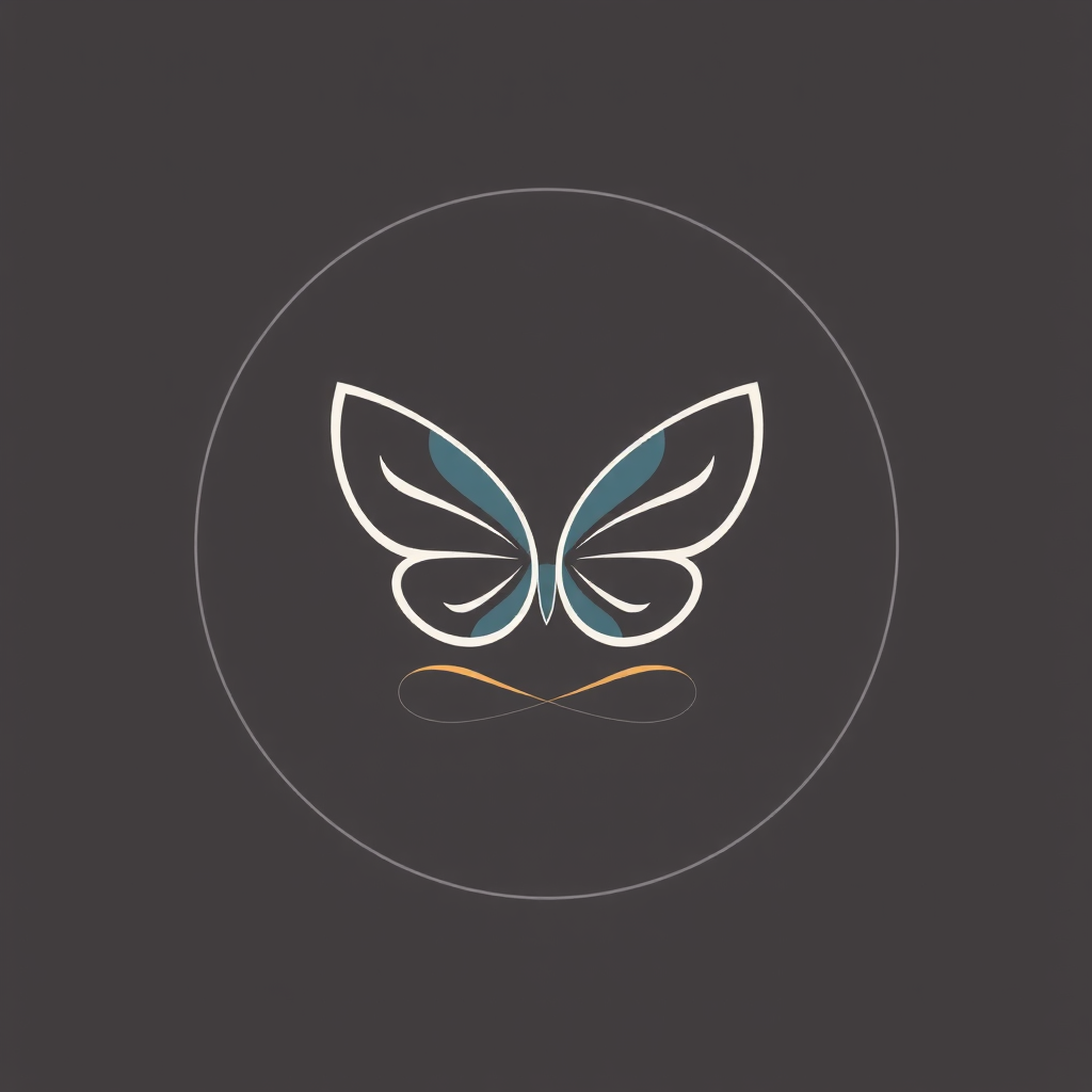 AI Design for Yoga logo with a simple one stroke butterfly