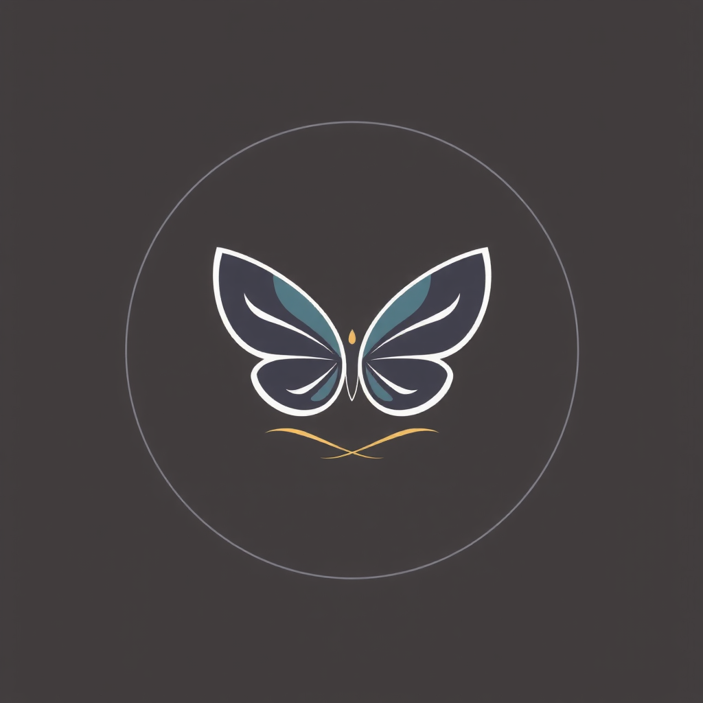AI Design for Yoga logo with a simple one stroke butterfly