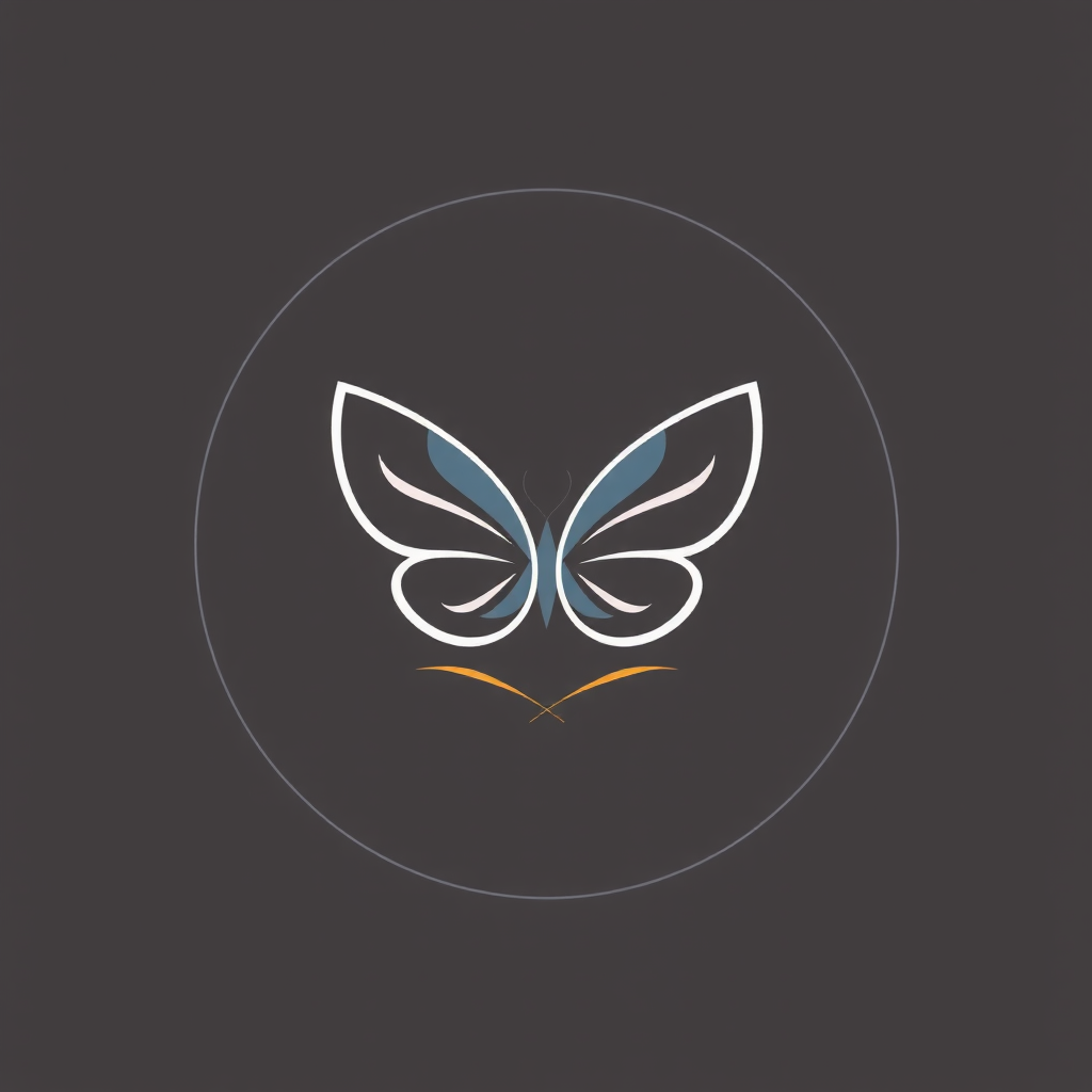 AI Design for Yoga logo with a simple one stroke butterfly
