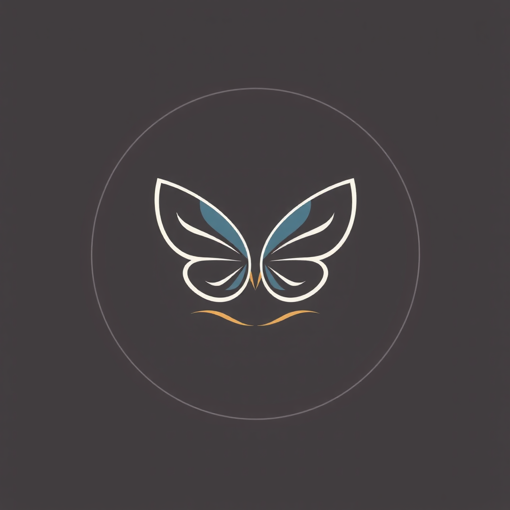 AI Design for Yoga logo with a simple one stroke butterfly