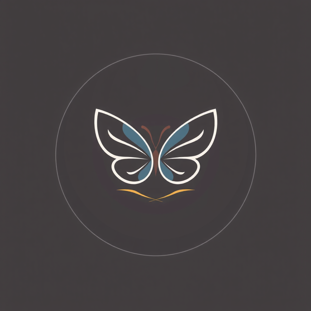 AI Design for Yoga logo with a simple one stroke butterfly