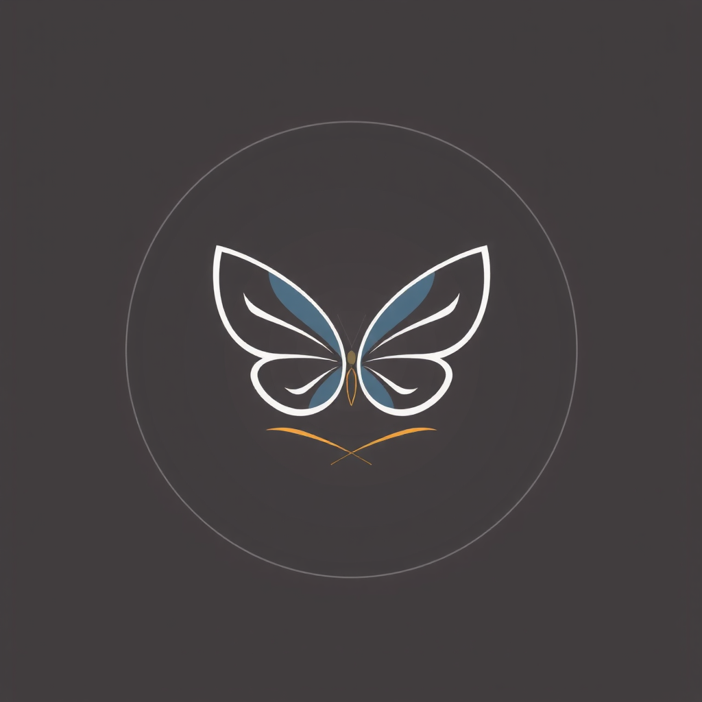 AI Design for Yoga logo with a simple one stroke butterfly