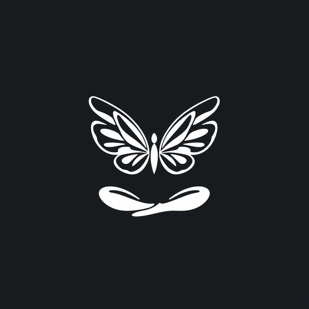 AI Design for Yoga logo with a simple one stroke butterfly