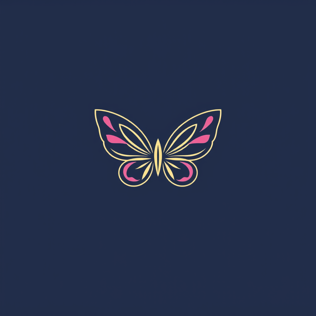 AI Design for Yoga logo with a simple one stroke butterfly