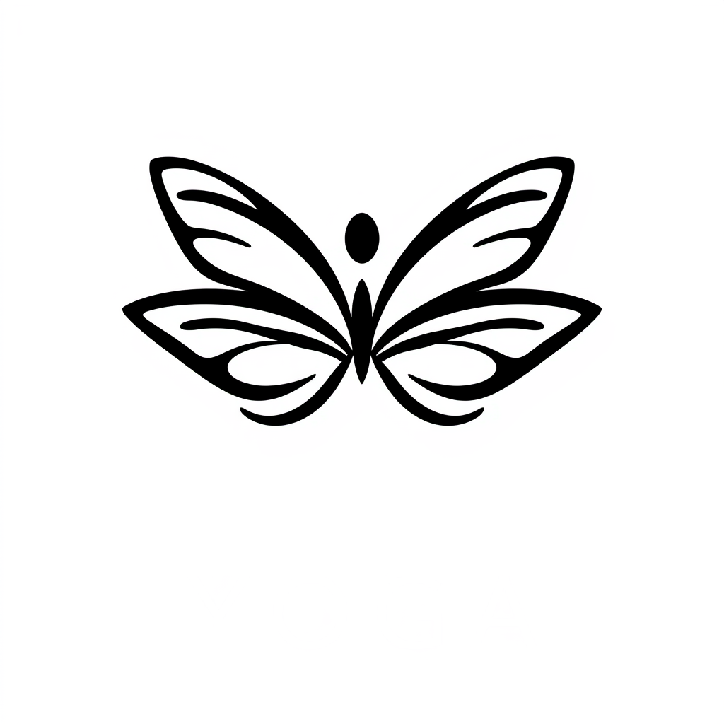 AI Design for Yoga logo with a simple one stroke butterfly