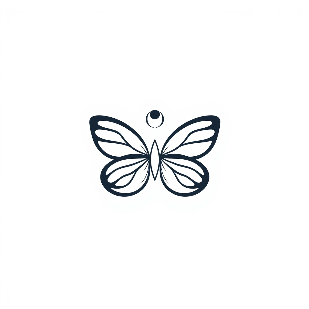 AI Design for Yoga logo with a simple one stroke butterfly