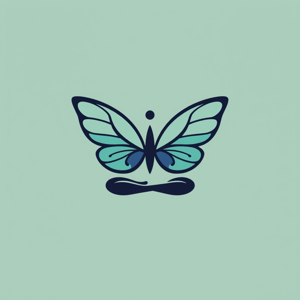 AI Design for Yoga logo with a simple one stroke butterfly