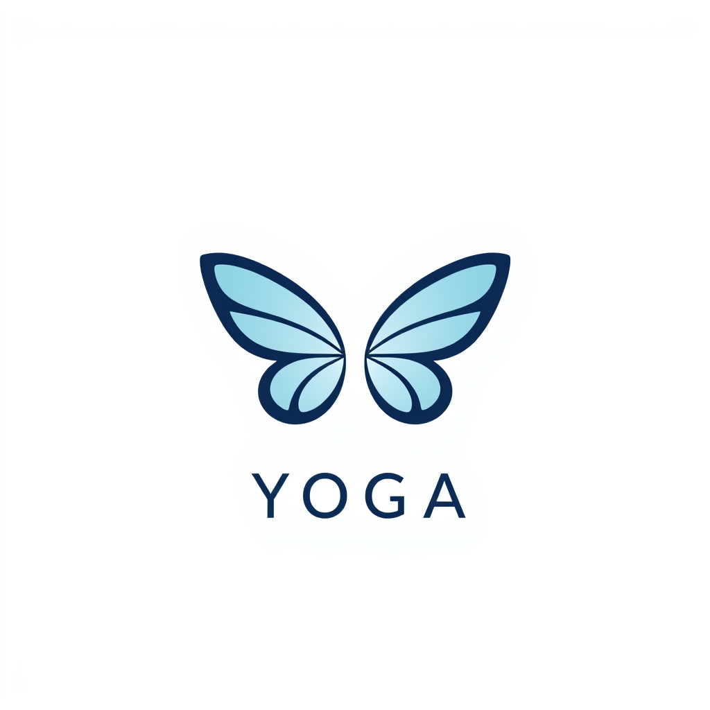 AI Design for Yoga logo with a simple one stroke butterfly