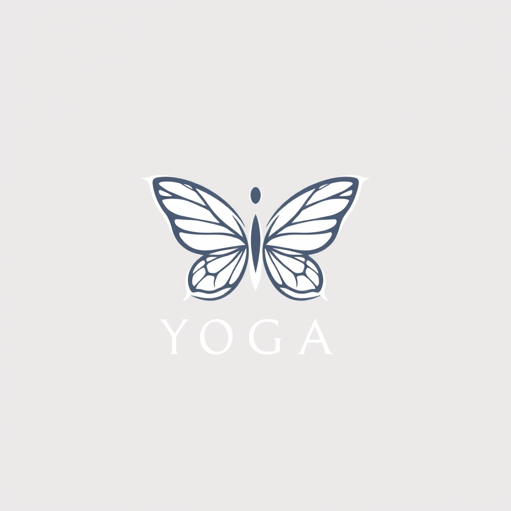 AI Design for Yoga logo with a simple one stroke butterfly