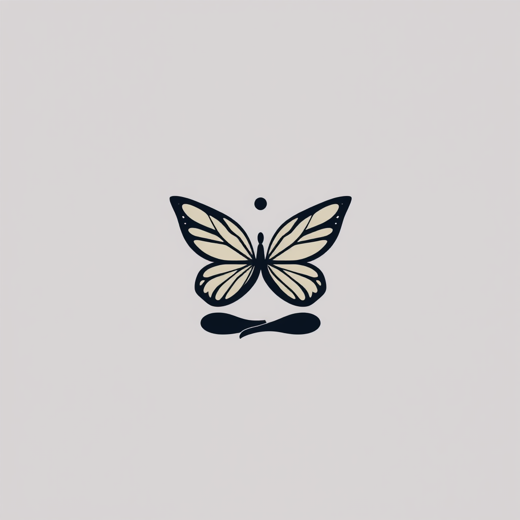 AI Design for Yoga logo with a simple one stroke butterfly