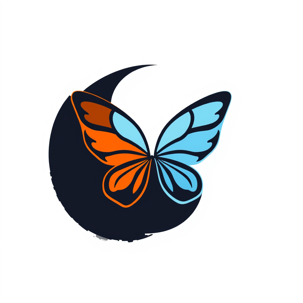 AI Design for Simple graphic yin yang Butterfly logo