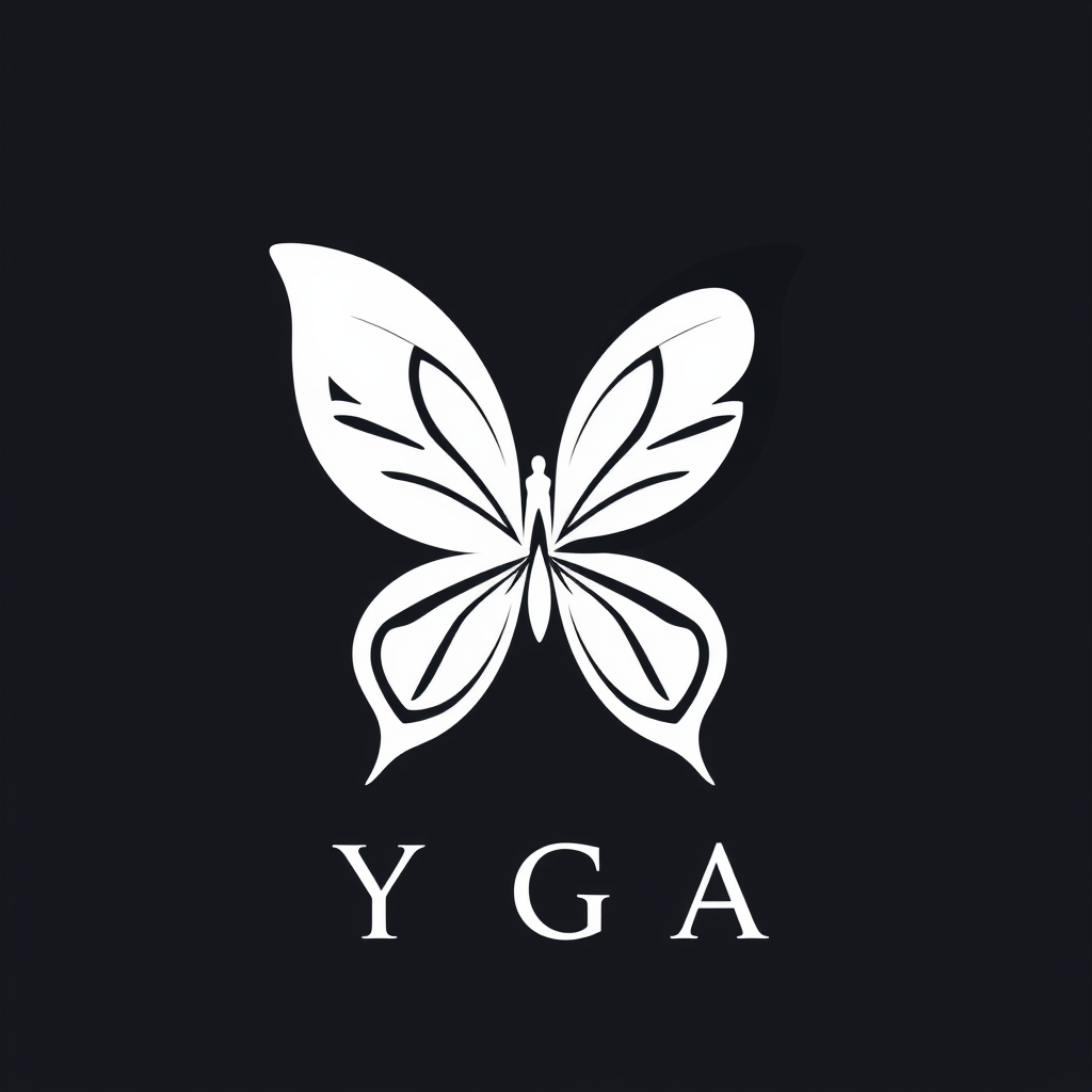 AI Design for Yoga logo with a simple one stroke butterfly