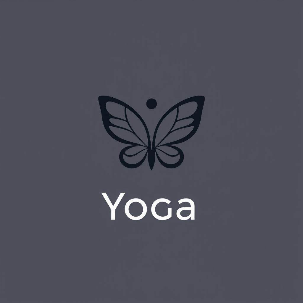 AI Design for Yoga logo with a simple one stroke butterfly