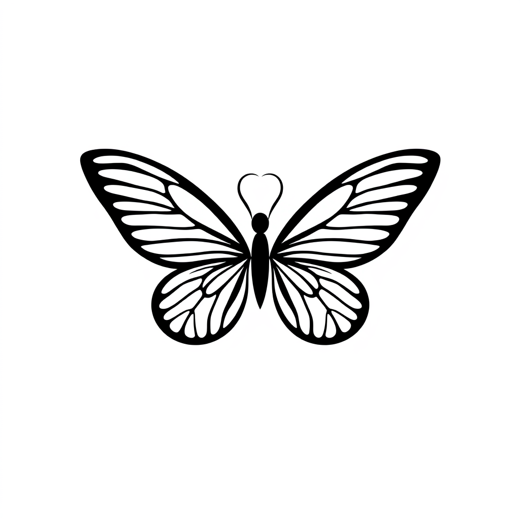 AI Design for Yoga logo with a simple one stroke butterfly