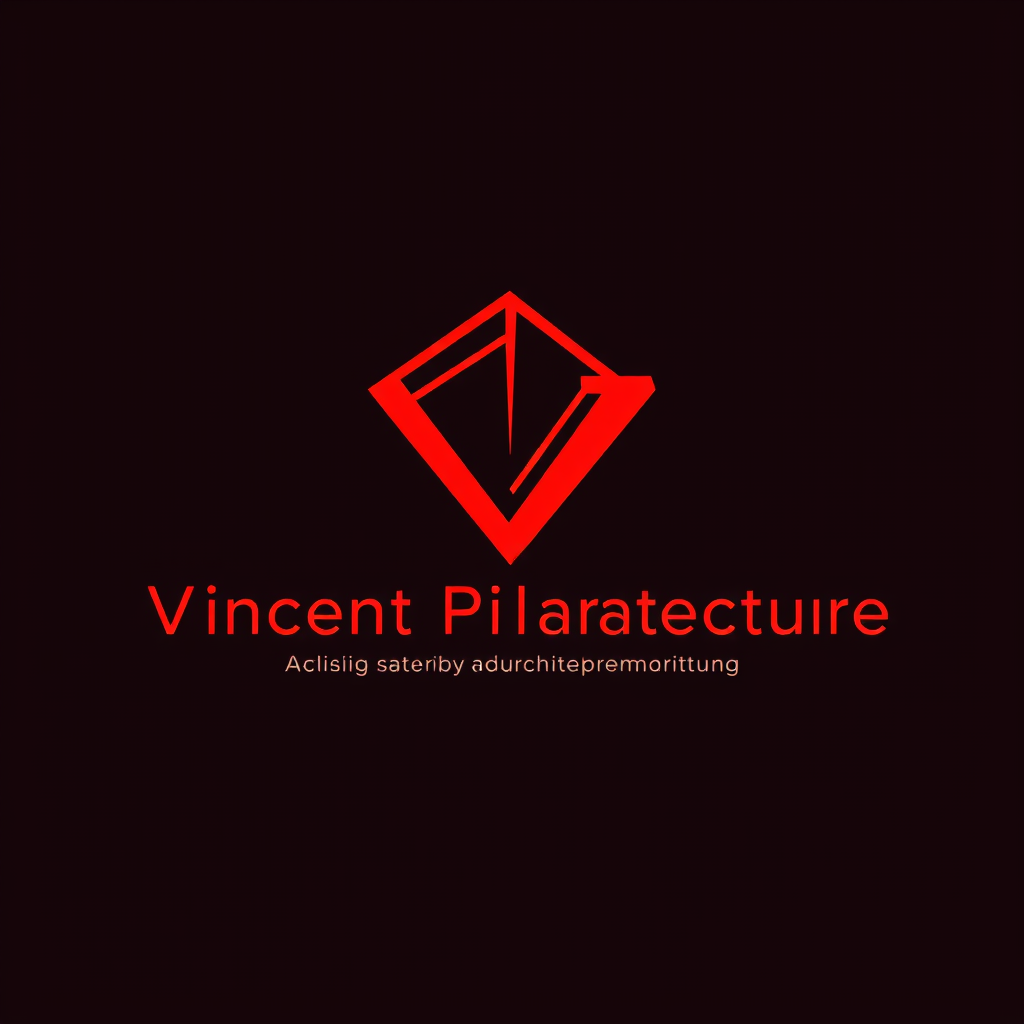 AI Design for Logo design for an architectural design company named "Vincent PilArchitecture: A Holistic Contemporary Modern Filipino Architectural Design Company" in vibrant red colors, unique font, intriguing logo. The logo must also invoke fun, professionalism, adventure and tropical themes. Invoking command, respect, and wisdom. 
