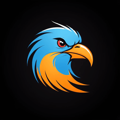 AI Design for bird logo, looking sideway, face only, add sparks