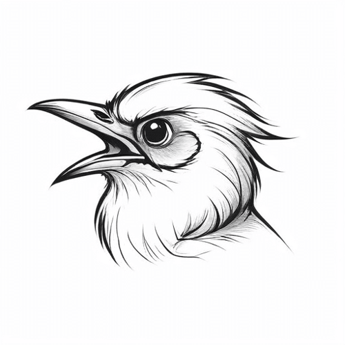 AI Design for bird sketch looking straight
