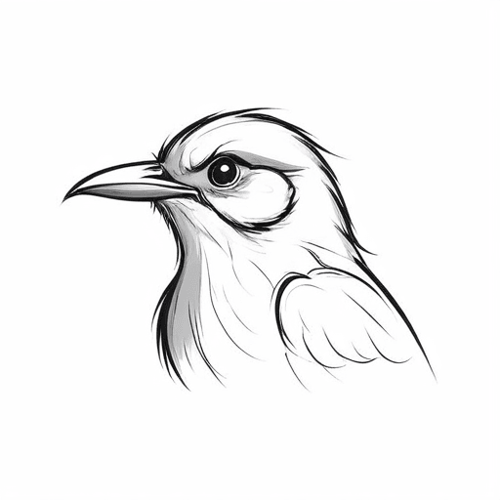 AI Design for bird sketch looking straight