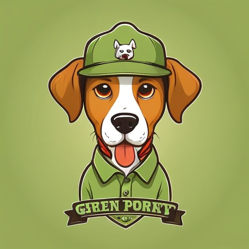AI Design for Professional logo design. dog with a hat, wearing a green shirt <lora:sdxlbase20:1>