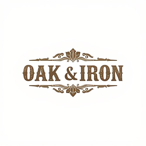 AI Design for Create a rustic logo for "Oak & Iron," using textured fonts and natural tones.